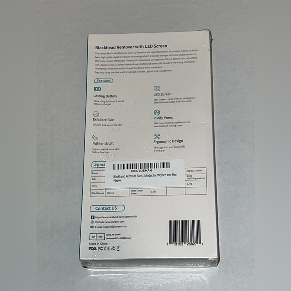 XPREEN Blackhead Remover w LED Screen, XPRE111
Includes modes for women & men. - Picture 8 of 8